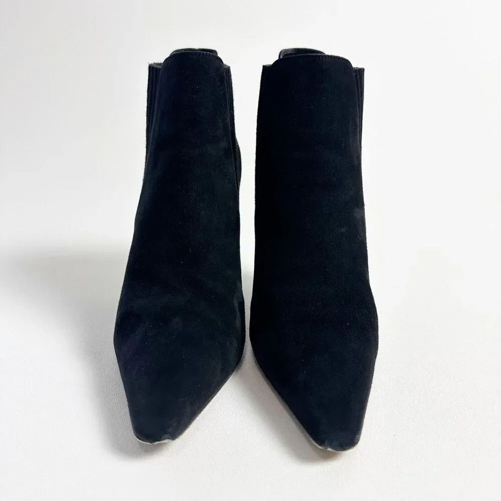 DIOR Optic-D Black Suede Chelsea Ankle Boot 37.5 Sculpted Tortoiseshell Wedge